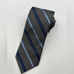 Forsyth Mens Silk Tie Black Blue Diagonal Striped Micro Dot Hand Sewn